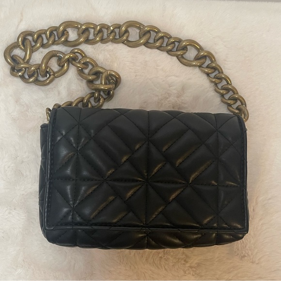 Zara Black quilted handbag with chain strap - Picture 3 of 4